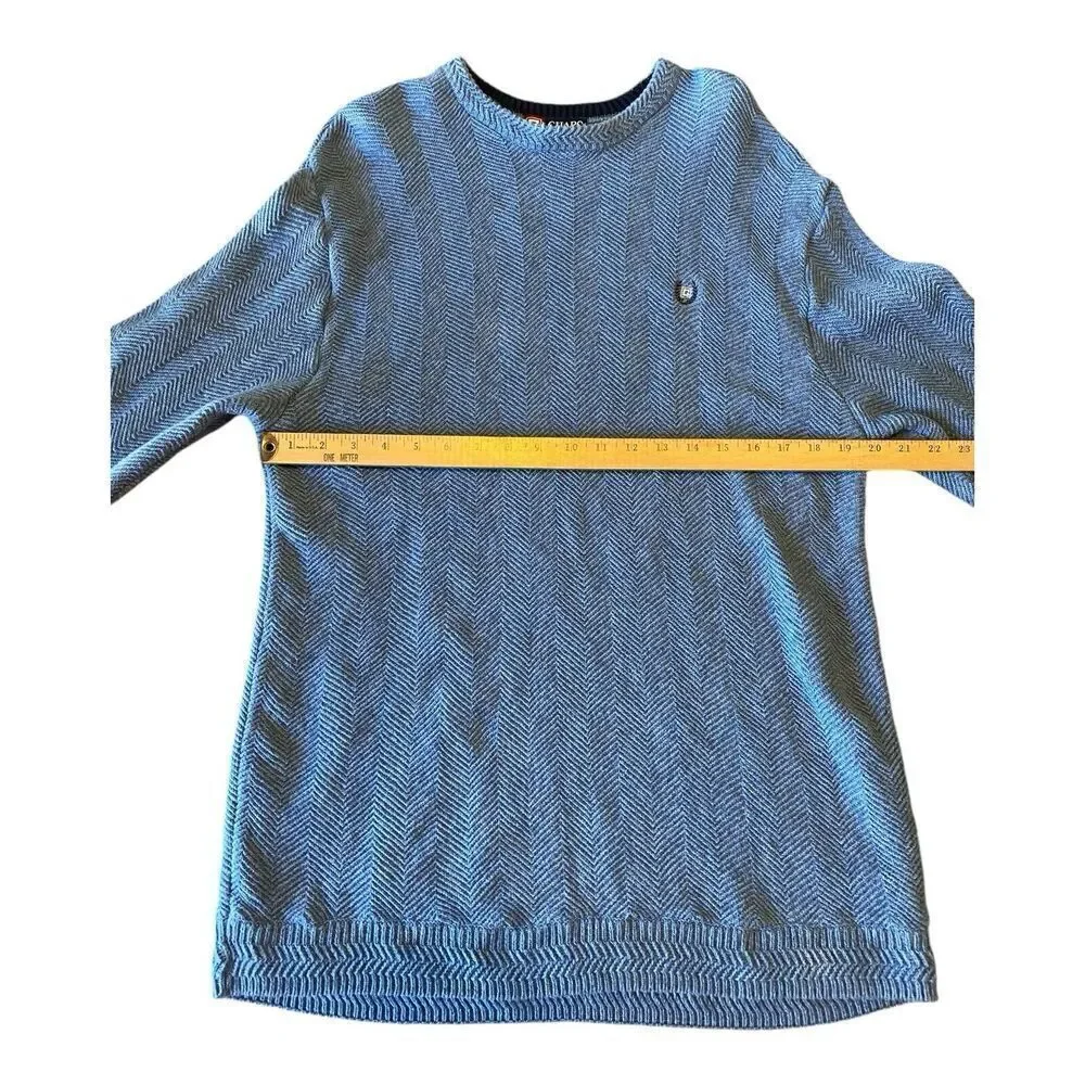 Vintage Chaps Ralph Lauren Men's Knit Sweater M Denim Blue 100% Cotton